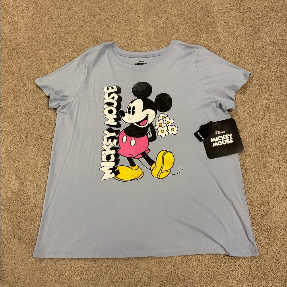 Torrid Disney Mickey Mouse Light Blue Women’s Plus Size 2X T-Shirt NWT $40